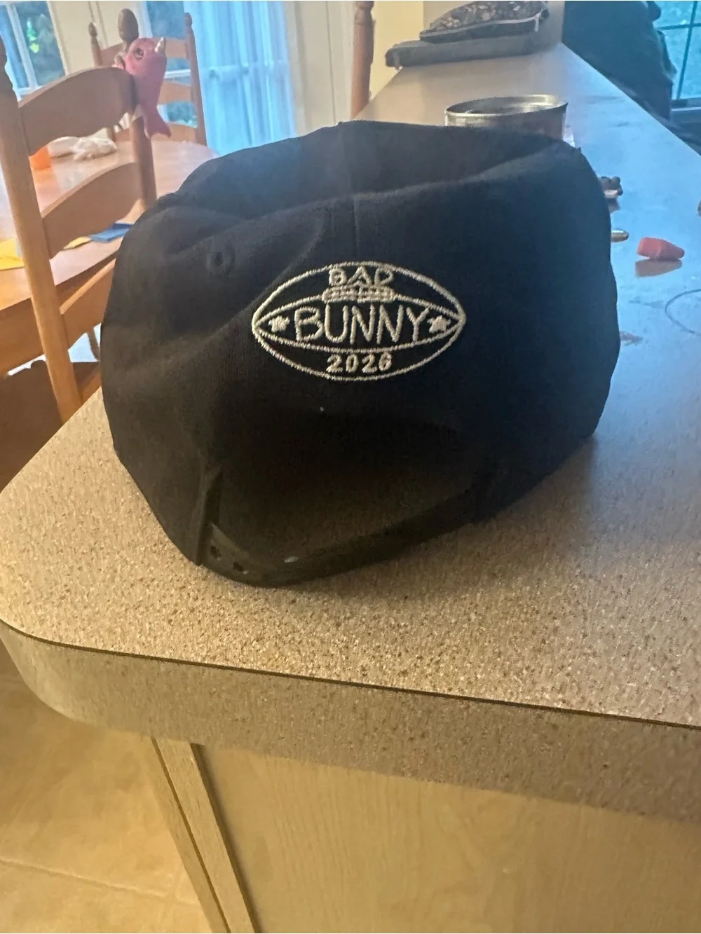 New Bad Bunny Super Bowl Era Black Cap with Red & Blue 'SUPER TAZÓN' Embroidery